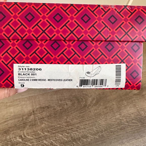 EUC Tory Burch Caroline 65MM Black Leather Wedge - Picture 7 of 9